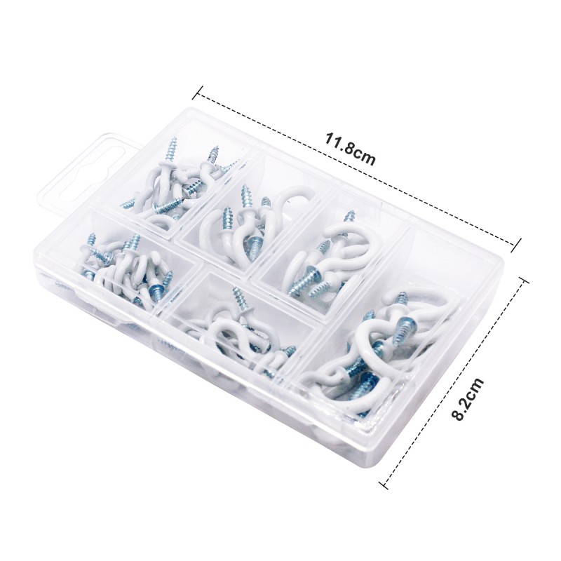 Kissral 70 Piece Screw Hooks Hook Screws Assortment Ceiling Hook Set Cup Hook Holder Kit Screw Hooks Cup Hooks Eye Hooks Ceiling Hooks for Cups Household Items