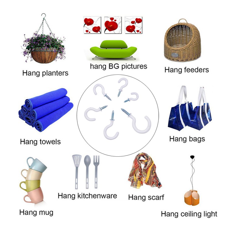 Kissral 70 Piece Screw Hooks Hook Screws Assortment Ceiling Hook Set Cup Hook Holder Kit Screw Hooks Cup Hooks Eye Hooks Ceiling Hooks for Cups Household Items