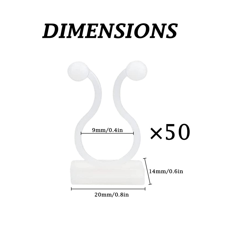 kissral Plant Clips Large Pack of 50 Wall Mounts for Plants, Climbing Plant Mounting Brackets for Plants Securing Supports (White)